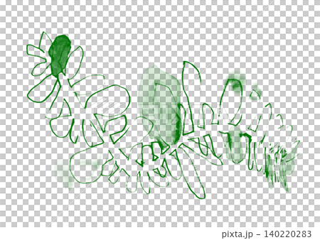 筆のタッチで描いた、緑の植物のイメージのイラスト素材 筆のタッチで描いた、緑の植物のイメージのイラスト素材 140220283