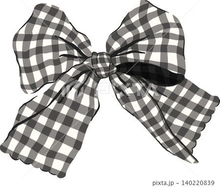 Black Large Gingham Bow Illustration 140220839