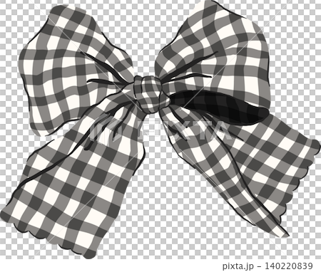 Black Large Gingham Bow Illustration 140220839