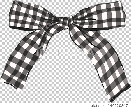 Cute Black Gingham Ribbon Bow Illustration 140220847