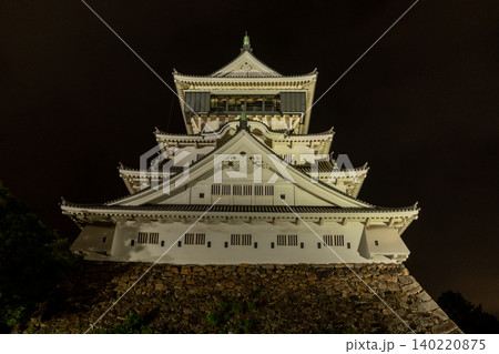 Front View of Illuminated Kokura Castle at Night in Kitakyushu Japan Front View of Illuminated Kokura Castle at Night in Kitakyushu Japan 140220875