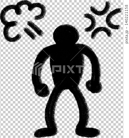 手描きペイントの人物シルエットピクトグラム　怒っている人　 全身　 140221158