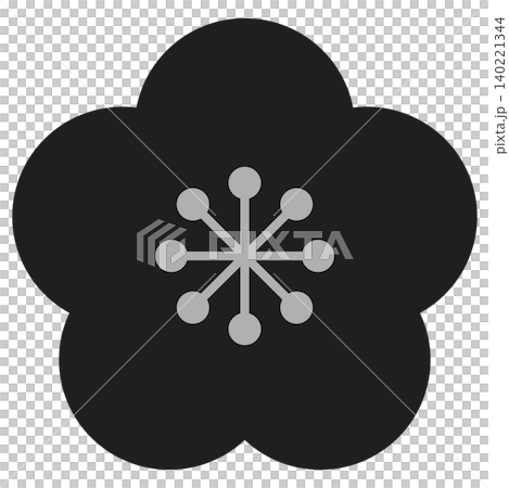 Pop-style plum blossom Japanese pattern icon illustration for New Year's greeting cards (monochrome) Pop-style plum blossom Japanese pattern icon illustration for New Year's greeting cards (monochrome) 140221344