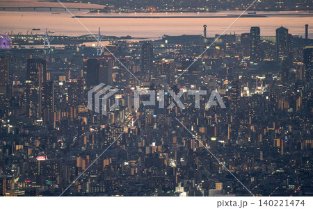 神戸夜景 都市夜景 パノラマ 俯瞰 街明かり 市街地 ベイエリア 高台からの眺望 140221474