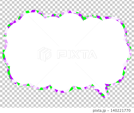 Stained glass style speech bubble, triangular pattern, elongated cloud shape 140221770