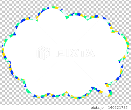 Stained glass style speech bubble, triangular pattern, rounded cloud shape Stained glass style speech bubble, triangular pattern, rounded cloud shape 140221785