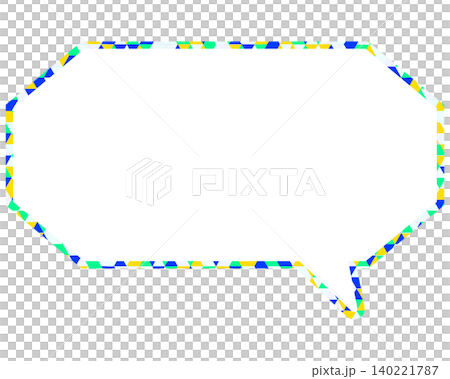 Stained glass style speech bubble, triangular pattern, elongated octagon Stained glass style speech bubble, triangular pattern, elongated octagon 140221787