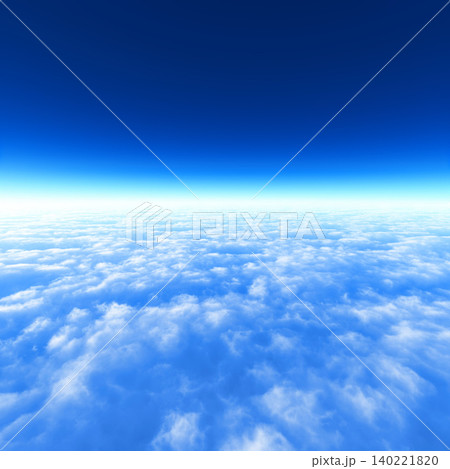 雲海の上に広がる青空と地平線の絶景背景 140221820