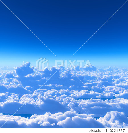 雲海の上に広がる青空と地平線の絶景背景 140221827