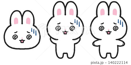 混乱している様子のウサギのイラストセット 混乱している様子のウサギのイラストセット 140222114
