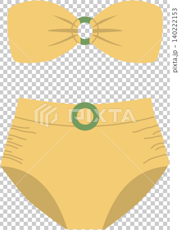 Vintage Beige Bikini Set PNG Summer Beachwear Illustration Isolated 140222153