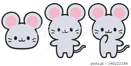 かわいいネズミのイラストセット	 140222284