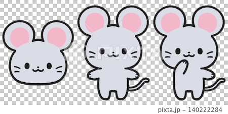 かわいいネズミのイラストセット	 140222284
