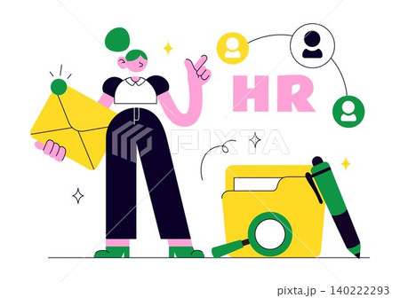 Human Resources Vector Illustration Featuring Recruitment Process, Employee Management, Hiring Strategy, HR Administration, and Workforce Development 140222293