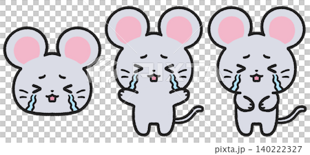 A set of illustrations of crying mice 140222327