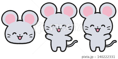 笑顔のネズミのイラストセット 笑顔のネズミのイラストセット 140222331