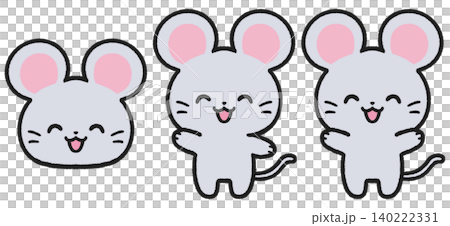 笑顔のネズミのイラストセット 笑顔のネズミのイラストセット 140222331