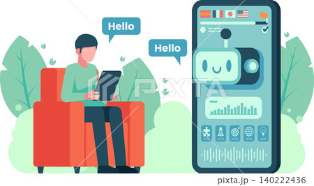 Man Learning Language with Ai Chatbot Tutor Man Learning Language with Ai Chatbot Tutor 140222436