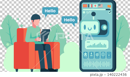 Man Learning Language with Ai Chatbot Tutor Man Learning Language with Ai Chatbot Tutor 140222436