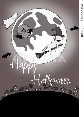 ハロウィンの夜に仮装する犬たち ハロウィンの夜に仮装する犬たち 140222458