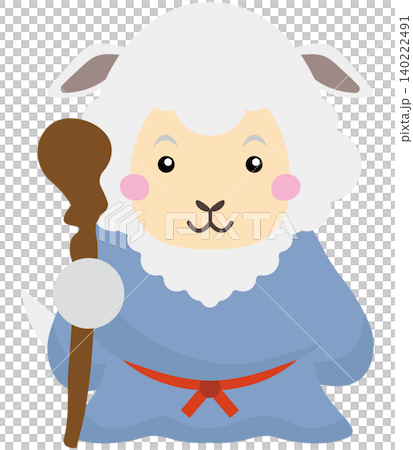 長寿と健康を願う寿老人の羊キャラクター 長寿と健康を願う寿老人の羊キャラクター 140222491