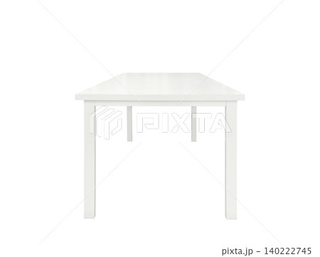 A simple, empty white wooden table on a white background. A simple, empty white wooden table on a white background. 140222745