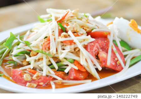 spicy salad, som tam or Thai spicy salad or papaya salad or vegetable salad spicy salad, som tam or Thai spicy salad or papaya salad or vegetable salad 140222749