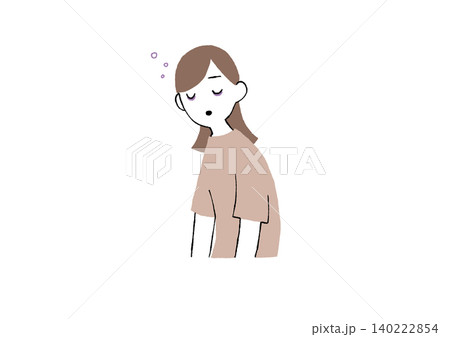 寝不足の女性のイラスト 140222854