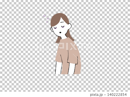寝不足の女性のイラスト 140222854
