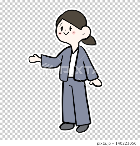 手を広げて案内する女性会社員のイラスト|こちらへどうぞ・接客 手を広げて案内する女性会社員のイラスト|こちらへどうぞ・接客 140223050