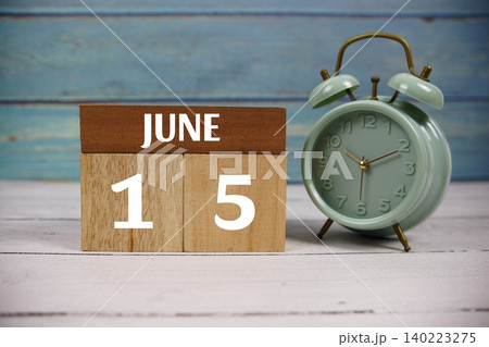 Wooden Calendar Showing the Date of June 15th. Day 15 of June Month Wooden Calendar Showing the Date of June 15th. Day 15 of June Month 140223275