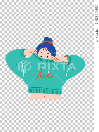 Illustration of a cute girl wearing clothes Illustration of a cute girl wearing clothes 140223496