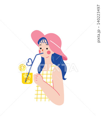 夏を満喫する可愛い女の子のイラスト 夏を満喫する可愛い女の子のイラスト 140223497