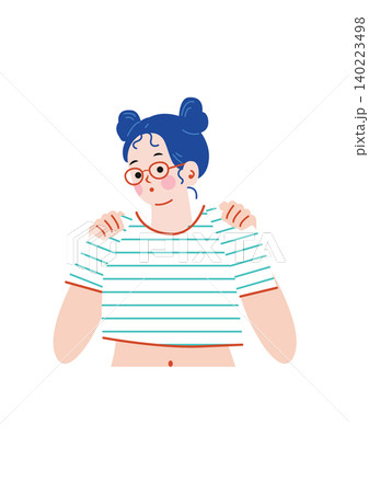 服を試着するを可愛い女の子のイラスト 服を試着するを可愛い女の子のイラスト 140223498