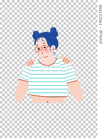 一幅可愛女孩試穿衣服的插圖 一幅可愛女孩試穿衣服的插圖 140223498