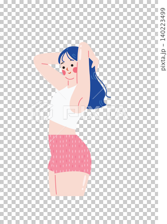 Illustration of a girl doing body care. Illustration of a girl doing body care. 140223499