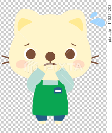 貓店員工穿著圍裙(神情憂慮)的插圖 - 工作 - 動物 貓店員工穿著圍裙(神情憂慮)的插圖 - 工作 - 動物 140224202