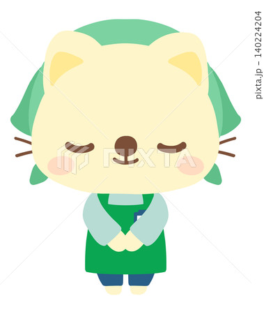 エプロン姿の猫店員のイラスト(お辞儀) 働く 動物 エプロン姿の猫店員のイラスト(お辞儀) 働く 動物 140224204