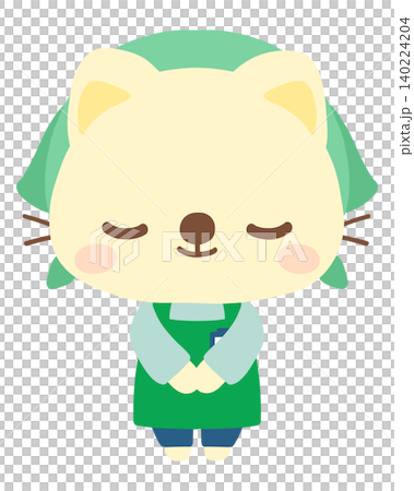 エプロン姿の猫店員のイラスト(お辞儀) 働く 動物 エプロン姿の猫店員のイラスト(お辞儀) 働く 動物 140224204