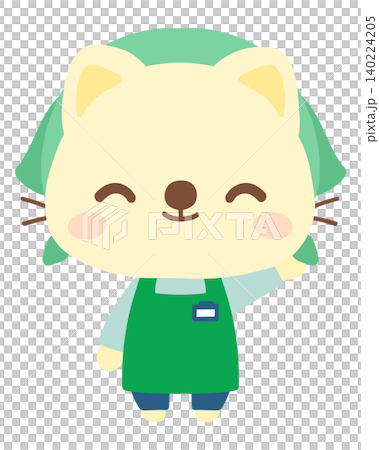 エプロン姿の猫店員のイラスト(案内) 働く 動物 エプロン姿の猫店員のイラスト(案内) 働く 動物 140224205