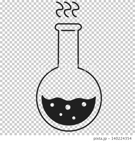 丸底フラスコに入った液体の沸騰しているイラスト 丸底フラスコに入った液体の沸騰しているイラスト 140224354
