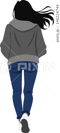 秋服を着た女性がポーズをとっているイラスト 秋服を着た女性がポーズをとっているイラスト 140224744