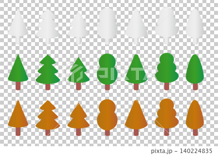 一組三維立體風格化的樹木插圖 | 與等距視角完美融合的插圖。 一組三維立體風格化的樹木插圖 | 與等距視角完美融合的插圖。 140224835