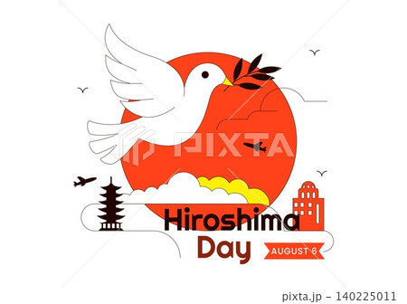 Hiroshima Day Vector Illustration Featuring Peace Dove, Nuclear Remembrance, Atomic Bomb Memorial, Peace Advocacy, and August 6 Commemoration Hiroshima Day Vector Illustration Featuring Peace Dove, Nuclear Remembrance, Atomic Bomb Memorial, Peace Advocacy, and August 6 Commemoration 140225011
