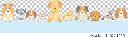 壁に手をかけてこちらを見るたくさんの犬たち 壁に手をかけてこちらを見るたくさんの犬たち 140225026