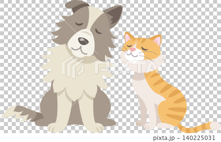 なかよしの白黒犬と茶トラ猫 なかよしの白黒犬と茶トラ猫 140225031