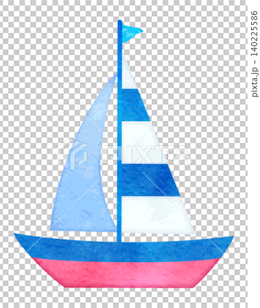 Hand-drawn watercolor illustration of a sailboat Hand-drawn watercolor illustration of a sailboat 140225586