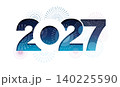 年賀素材　2027年を祝う花火とロゴのイラスト 140225590