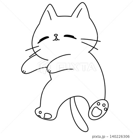 Cute cartoon cat sits calmly Cute cartoon cat sits calmly 140226306
