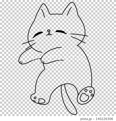 Cute cartoon cat sits calmly Cute cartoon cat sits calmly 140226306